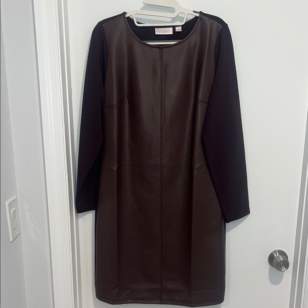 Faux brown leather dress Kim Gravel size Small
